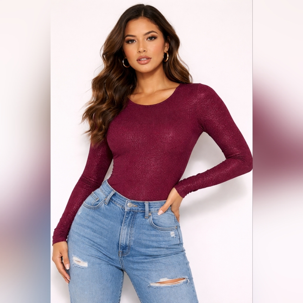 YITTY Burgundy Long Sleeve Bodysuit